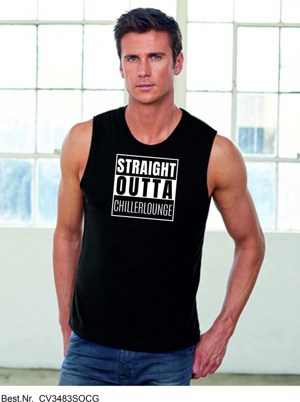 Men`s Jersey Muscle Tank mit Brustdruck "STRAIGHT OUTTA CHILLERLOUNGE"